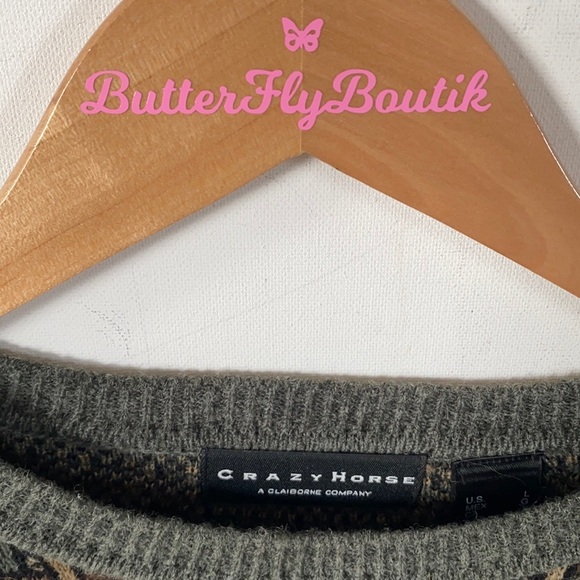 CRAZY HORSE Long sleeve Crew Neck Sweater Geometric, Size L - Picture 6 of 11